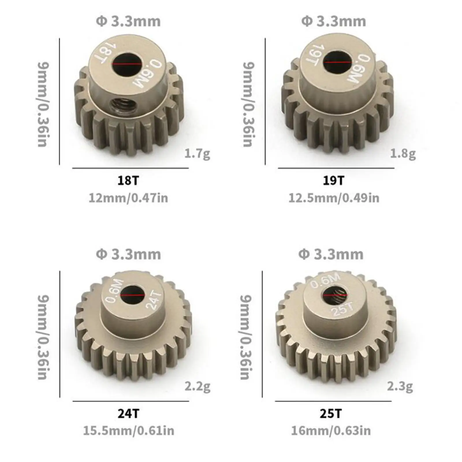 Pinion Gear Sets Motor Gear Alloy Spare Parts Metal Accessories RC Gear for TT01