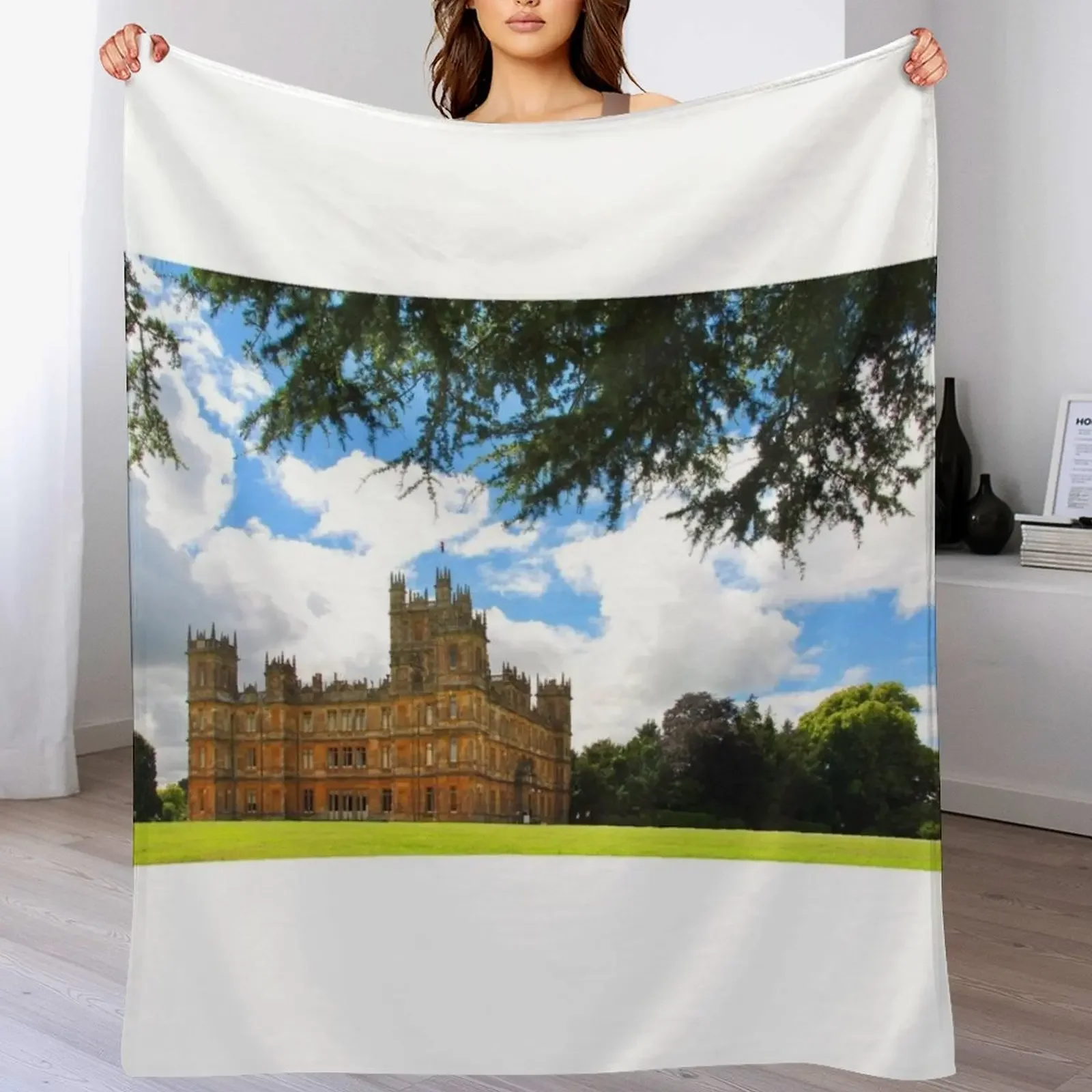 Highclere Castle Downton Abbey Hampshire England Throw Blanket Luxury Brand blankets and throws Blankets