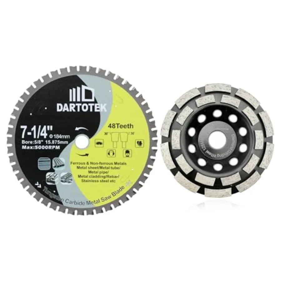

Отрезной диск по металлу 7-1/4 дюйма/184 мм, 48 зубьев, с напайками из карбида вольфрама (TCT), для стали, нержавеющей стали и ферросплавов