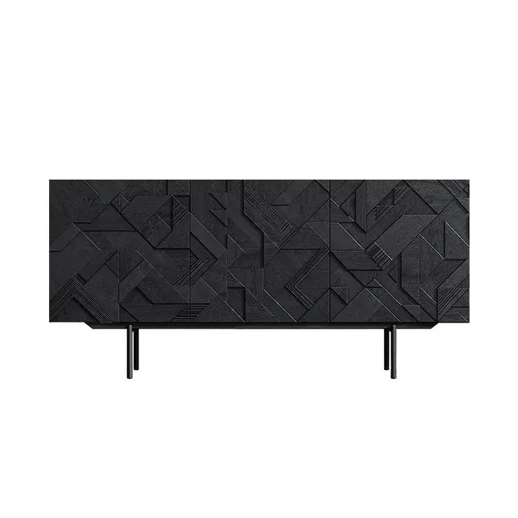 

Nordic medieval solid wood dining side cabinet light luxury door cabinet industrial style living room locker retro wabi sandy