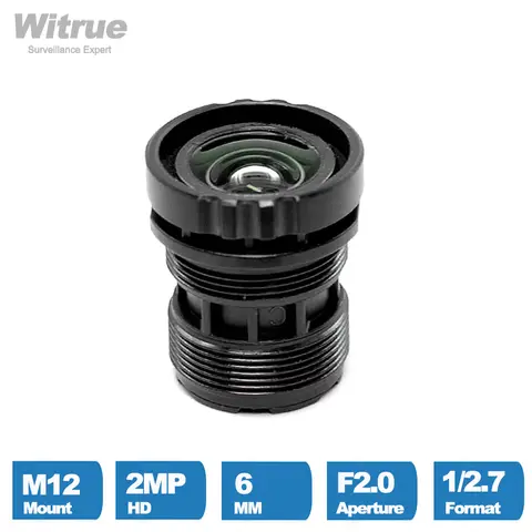 Witrue 감시 보안 카메라용 HD CCTV 렌즈, 1080P, 6mm, M12 마운트 조리개, F2.0 포맷, 1/2 인치