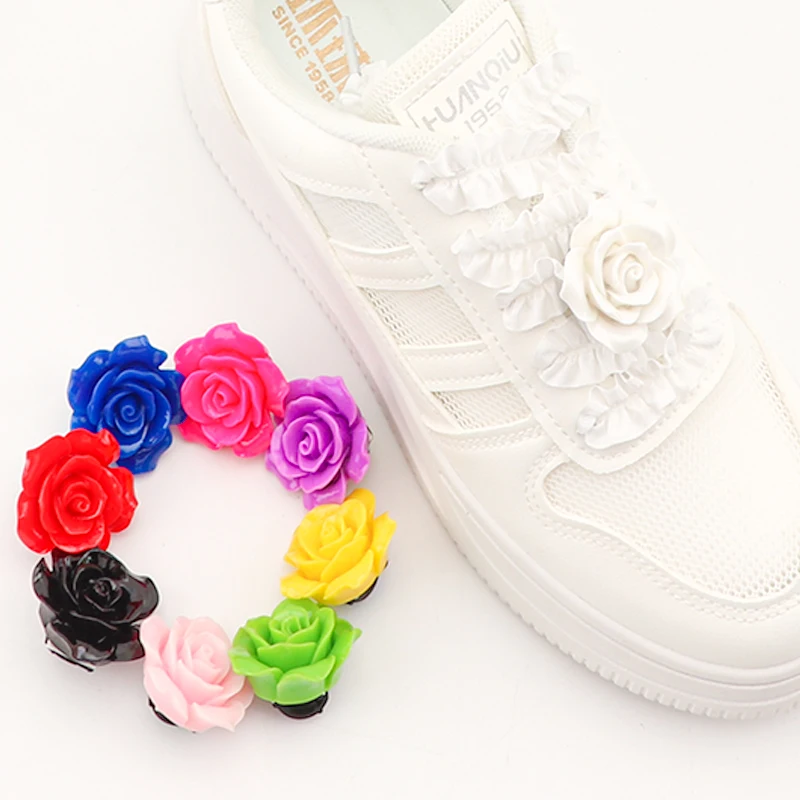 1Pcs Colorful Rose Shoelaces Buckle Decoration Flower Clip For Women Girls Casual Shoes Girl Gift For Sneakers Bulk Accessories