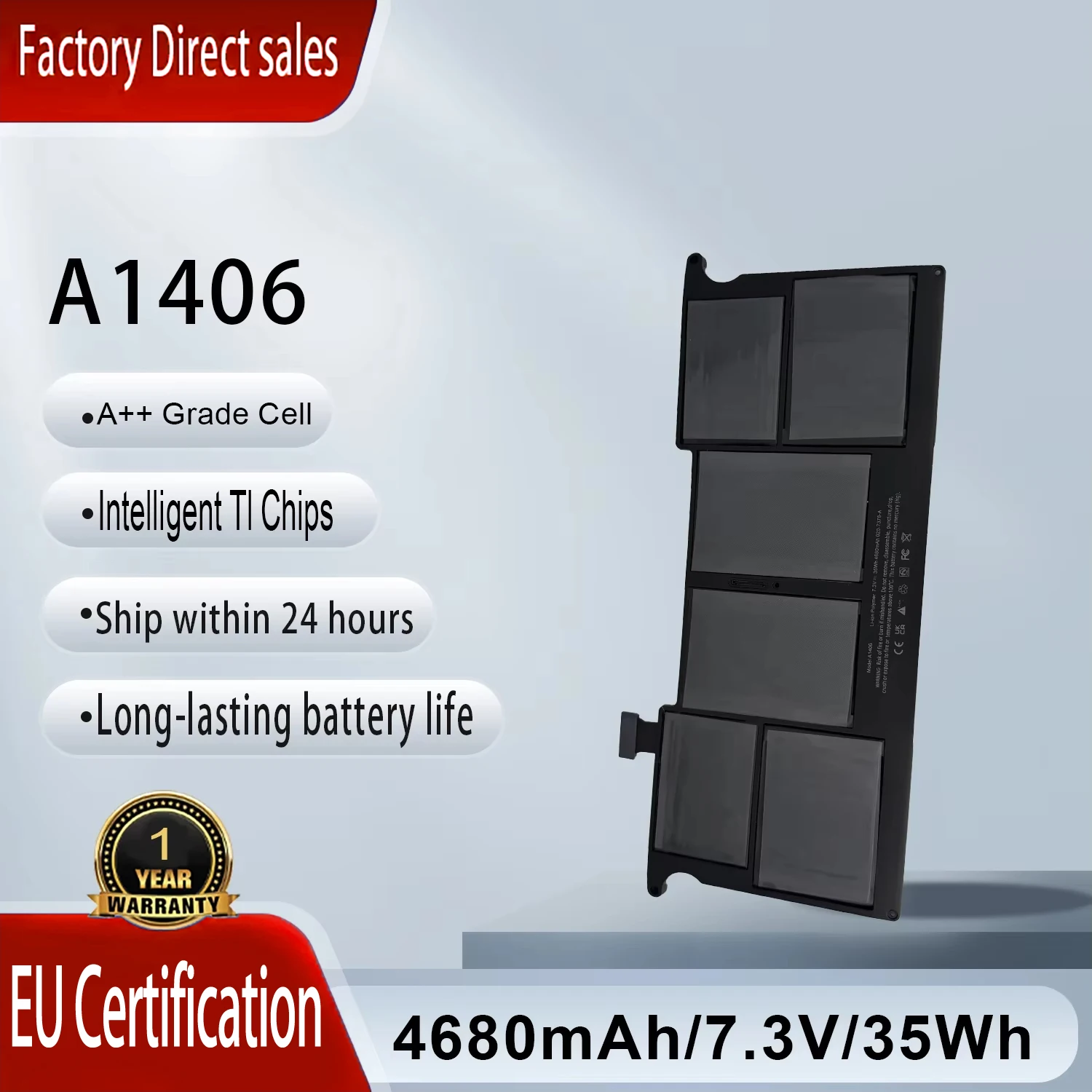 

Laptop Battery A1406 For Apple MacBook Air 11'' A1370 A1465 A1495 Mid 2011 2012 2013 Early 2014 2015 020-7377-A