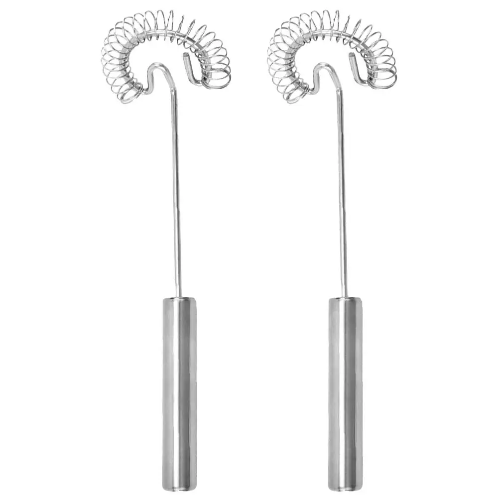 

2 Pcs Stainless Steel Egg Whisk Spring Handle Manual Milk Frother Hand Mixer Baking Tool Kitchen Danish Dough Blender Metal