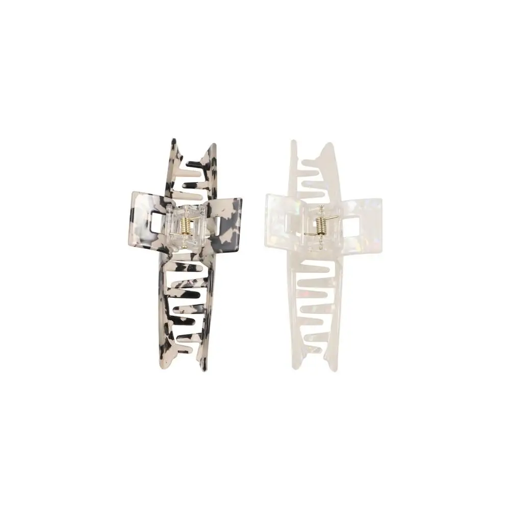 Acetato geométrico Clipe de Garra de Cabelo, Oversize, Forma T, Transparente, Letra, Leopardo, Tubarão, Lavando o Rosto, Estilo Coreano