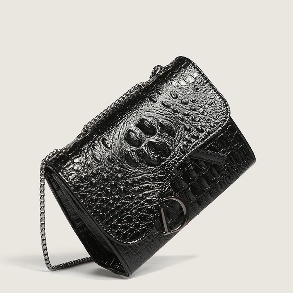 

2025 new fashionable crocodile pattern chain crossbody bag, single shoulder bag, retro style
