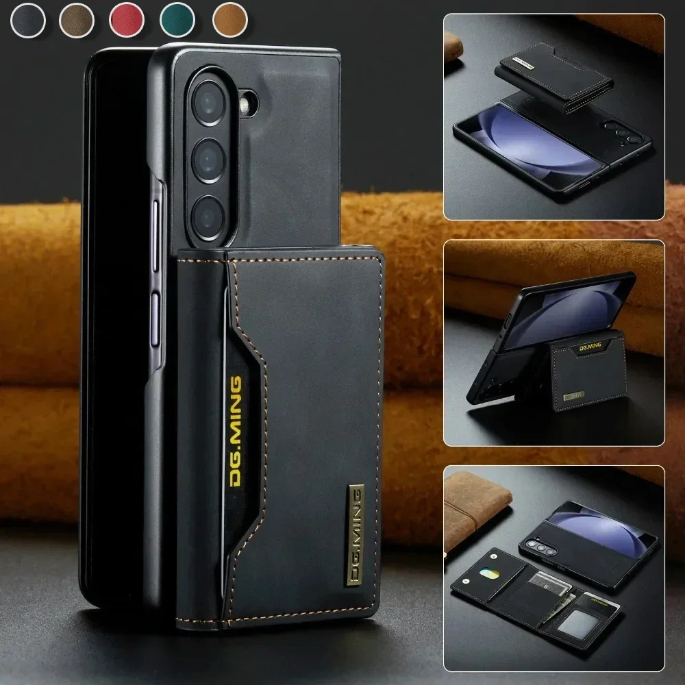 

Съемный держатель для карт 2 в 1, чехол для телефона Samsung Galaxy Z Fold 7 6 5 4 Fold7 Fold6 5G, тройной кожаный чехол-бумажник