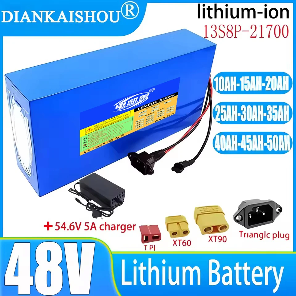 

21700 lithium battery 48V 50Ah 45Ah 35Ah 30Ah 25Ah 20Ah 15Ah 10Ah battery pack 2500W Motorcycle motor rechargeable battery