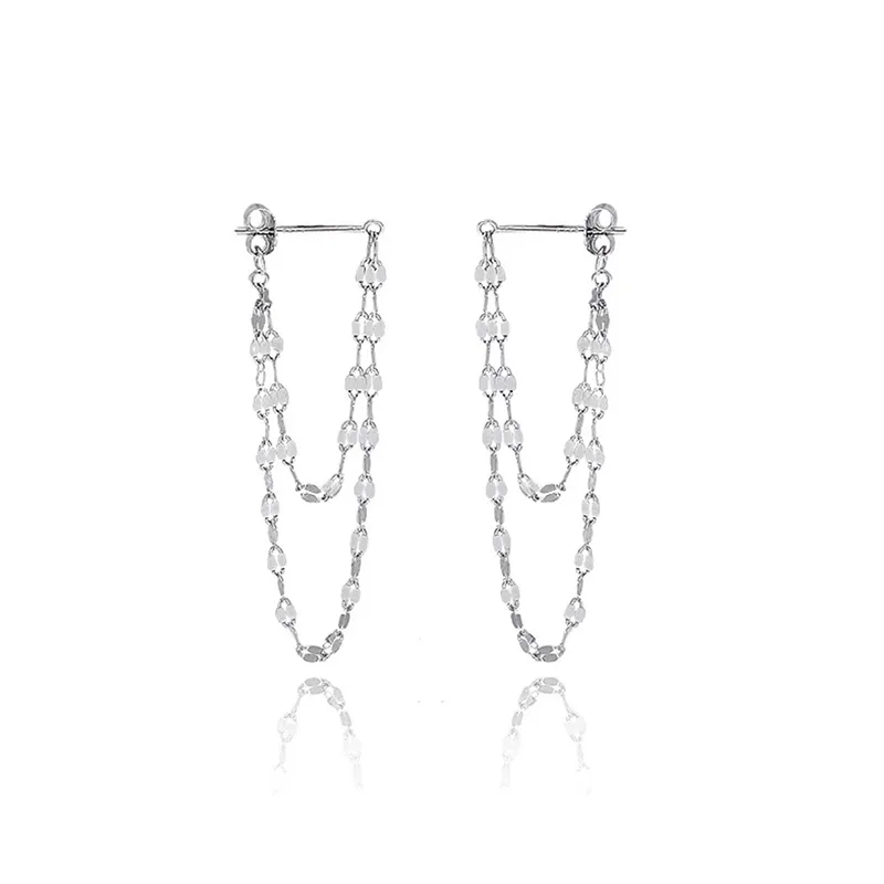 2024 New Minimalist Niche Design Long Flash Chain Tassel Chains Hanging Earrings for Women Fashion Party Jewelry