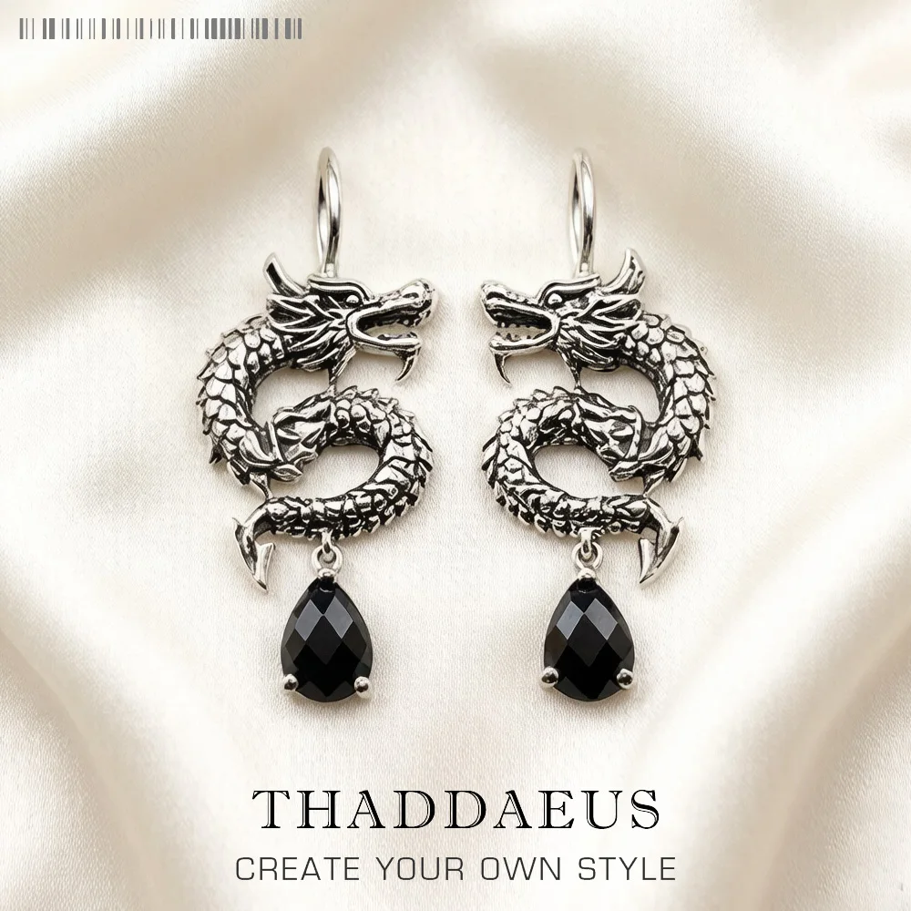 Drop Earring Chinese Dragon Europe Ethnic Fine Jewerly For Women Men Gift In 925 Sterling Silver