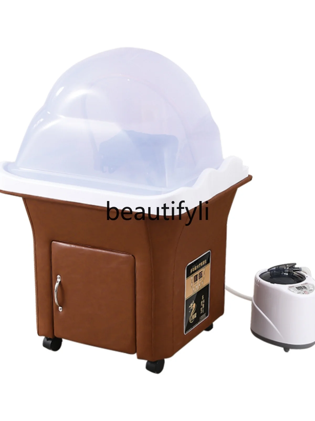 The water circulation head therapy instrument can be connected to the water shampoo bed, the movable basin,  fumigation spa,