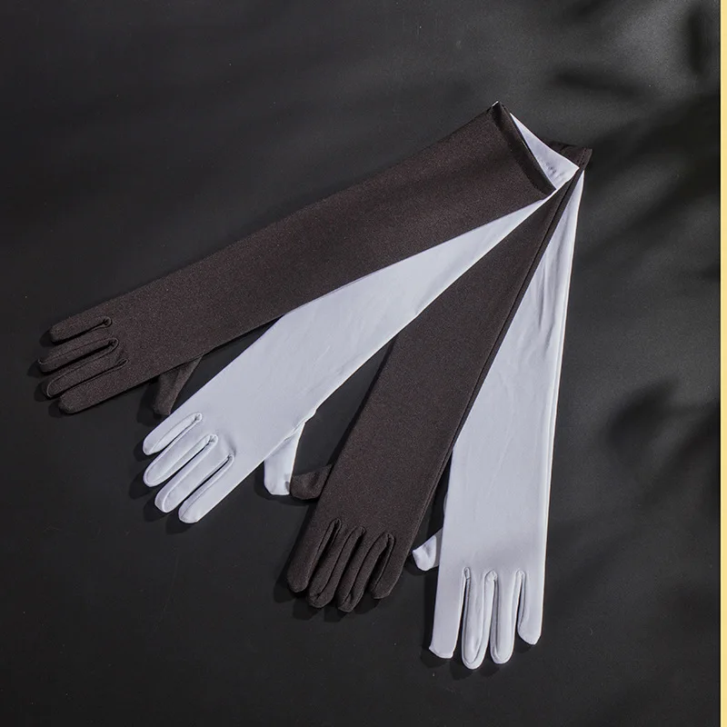 Women 45cm Milk Silk High Stretch Gloves Festival Party Group Show Bar Dance Dress Up Cosplay Performance Etiquette Multicolor
