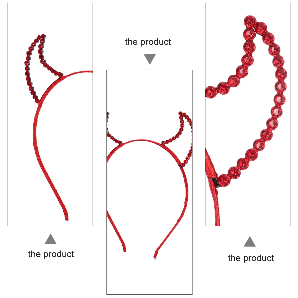 2 uds sombrero de bruja diadema cuerno de demonio diamantes de imitación sombreros Flash maquillaje diademas para el cabello