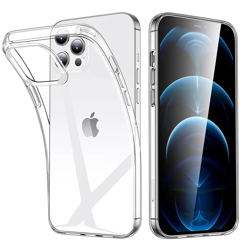 Funda transparente de lujo ultrafina para iPhone 18 17 16 15 11 12 13 14 Pro Max X 7 8 Plus, cubierta trasera de silicona TPU suave transparente.