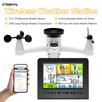 Weather Station Wireless Indoor/Outdoor Thermometer Hygrometer with Wind Speed Rain Gauge Moon Phase Forecast LCD Display