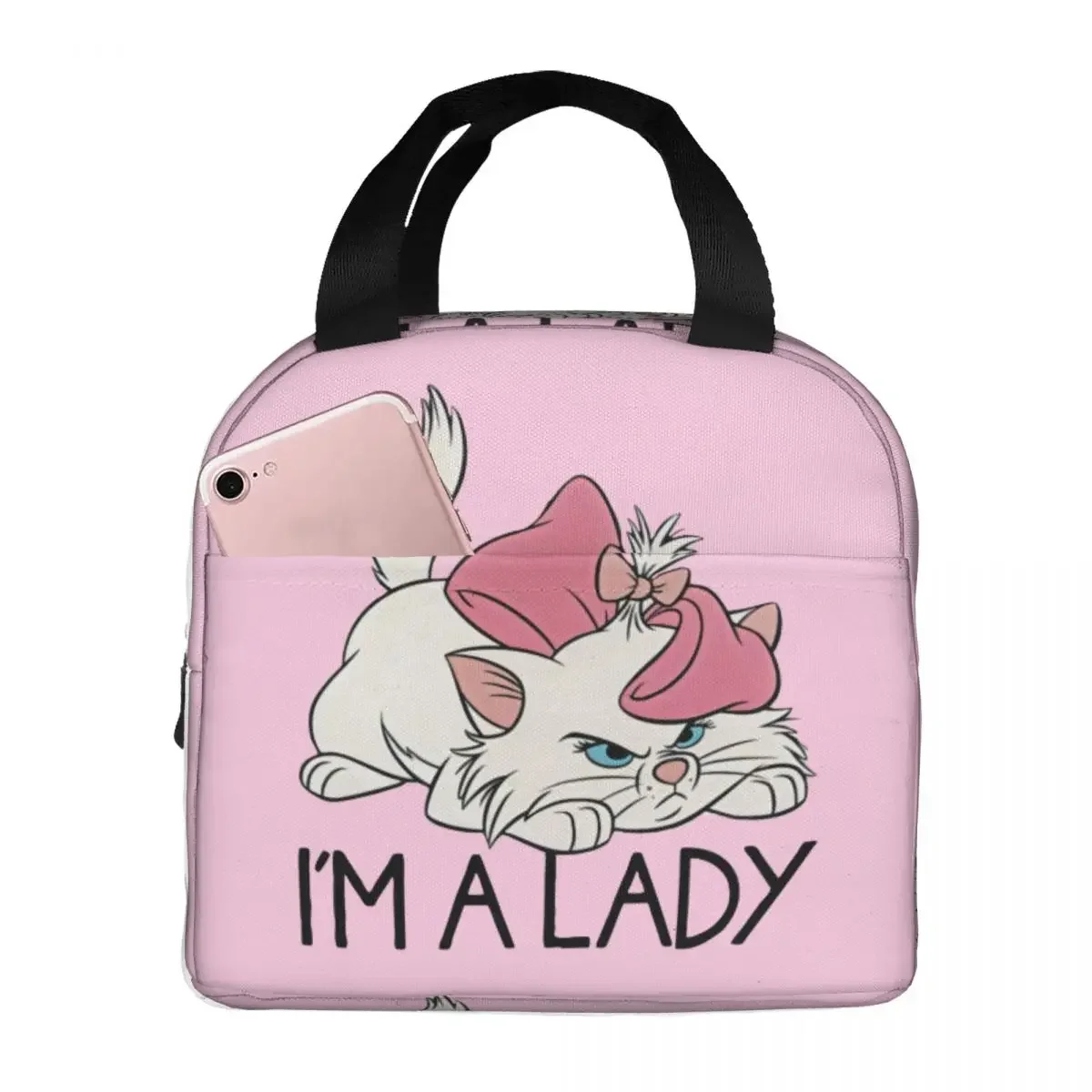 I\'m A Lady Marie Aristocats Cute Cats Insulated Lunch Bag Large Lunch Container Cooler Bag Tote Lunch Box Picnic Food Handbags