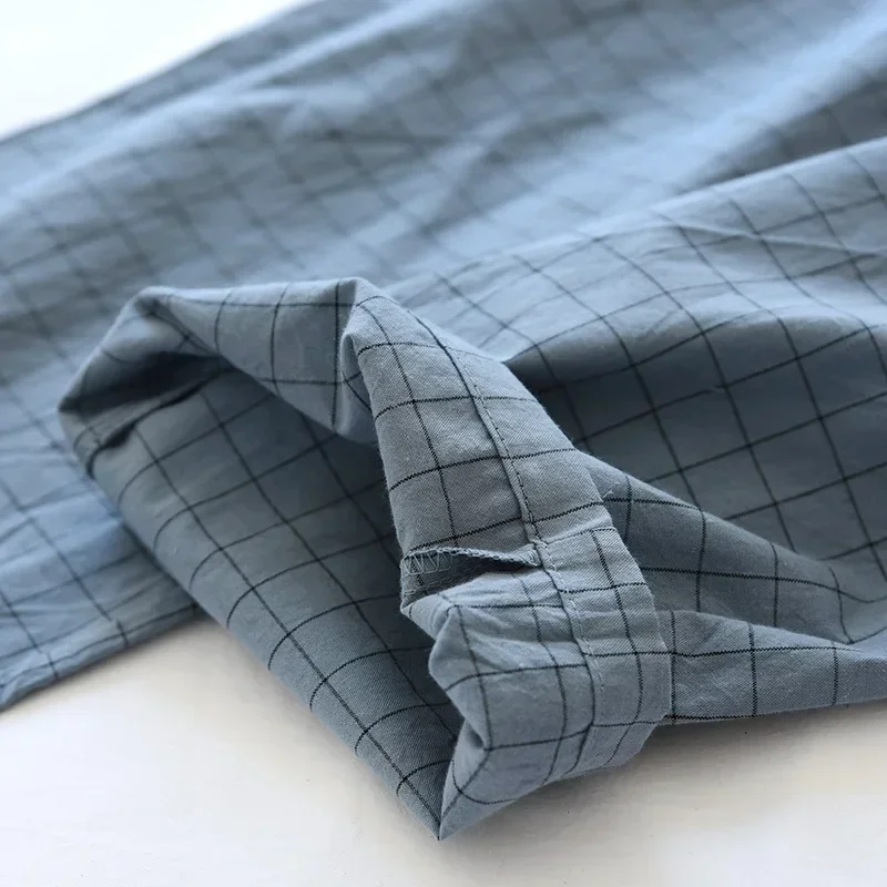 Men's Plaid Cotton Pajama Pants Long Sleepwear Loose Fit Spring Summer Thin Male Sleep Bottoms plus Size Available