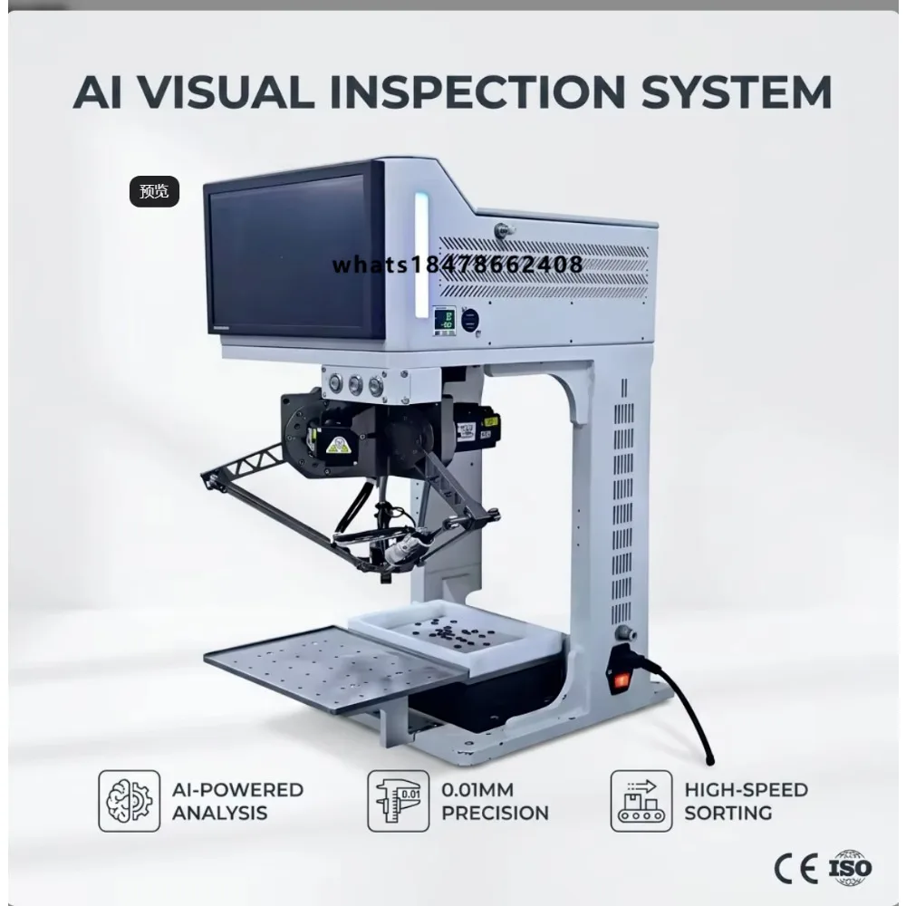 High-Precision AI Visual Inspection System with CCD & Delta Robot Arm for Automated Sorting