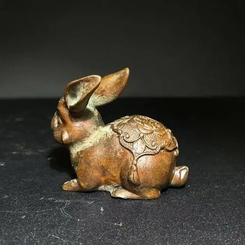 Bronze Zodiac Fortune Double Rabbit Ornaments, Chinese Home Accessories, Old Copper Old Pulp Crafts Ornaments