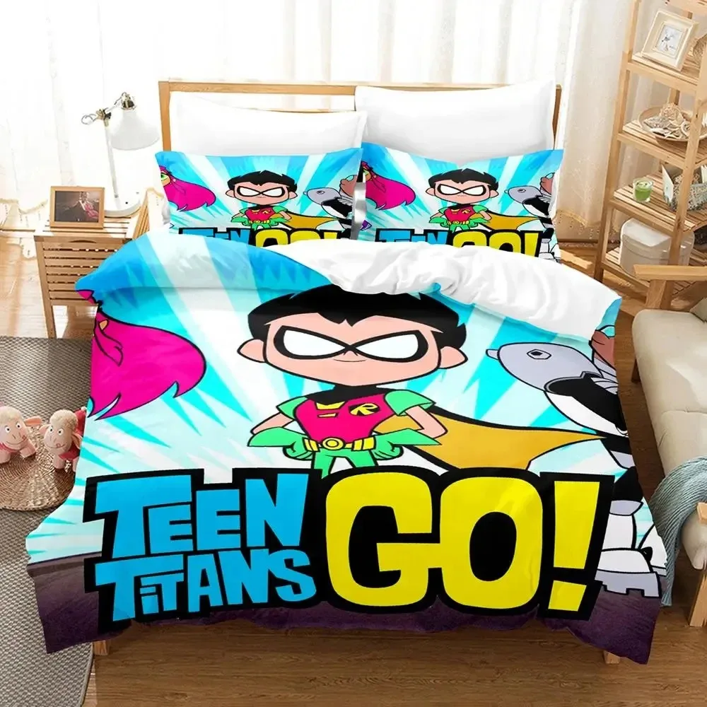 3D Print Cartoon Titans Teen Go Bedding Set Duvet Cover Bed Set Quilt Cover Pillowcase Comforter king Queen Size Boys Adult