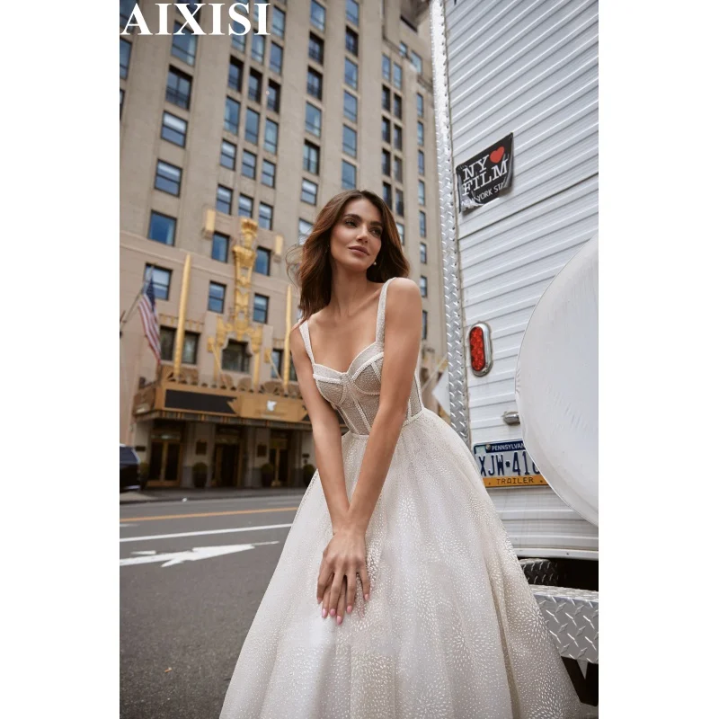 New Elegant A-Line Wedding Dresses Bride For Women Robe De Mariée Mariage Bride Vestido Sweetheart Appliques Tea-Length