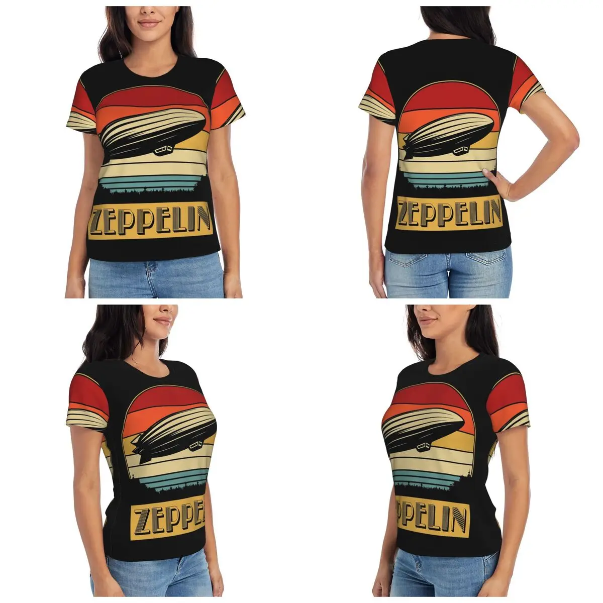 Camiseta Led Zepelin para mujer, camisetas de manga corta con cuello redondo, ropa de calle de algodón, camisetas de verano, ropa de calle
