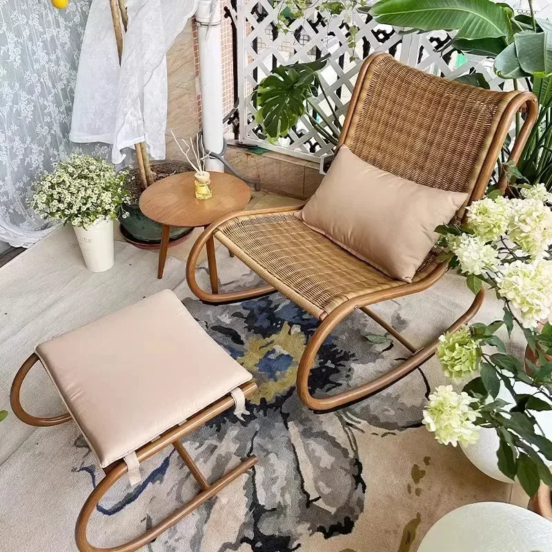 

Rocking recliner adult household balcony leisure outdoor rattan elderly free Internet celebrity lazy roc