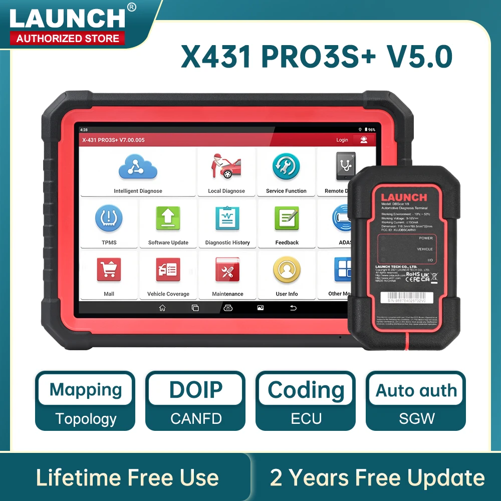

Диагностический сканер LAUNCH X431 PRO3S+ V5.0 для автомобилей с топологической картой, двунаправленным кодированием, DBScar VII VCI, CAN FD, DOIP, OBD, OBD2