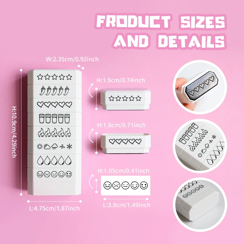 8-layer Stamp 5 Star Rating Mood Rating Weather Rating Book Rating Food Rating Check Box Checklist Planner Scrapbooking Stamp