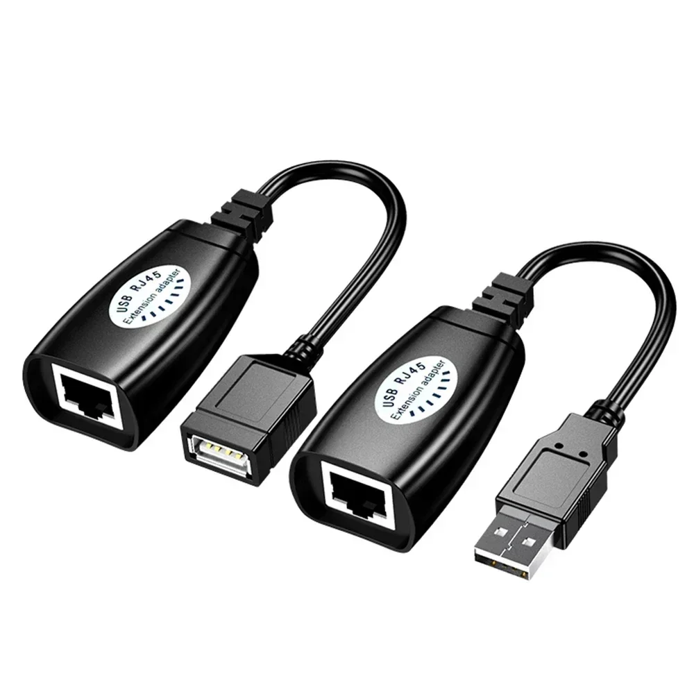 2 шт. USB-RJ45 LAN-кабель-удлинитель-адаптер-удлинитель через патч-корд Cat5 RJ45 Cat6, черные сетевые аксессуары