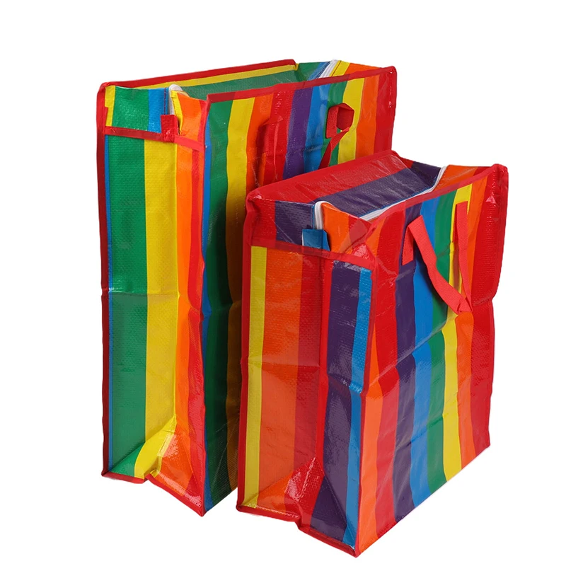 

1Pc Laminated Non Woven Handbag Color Printing Thickened Plastic Shopping Bag Fashion Rainbow Zipper Bag