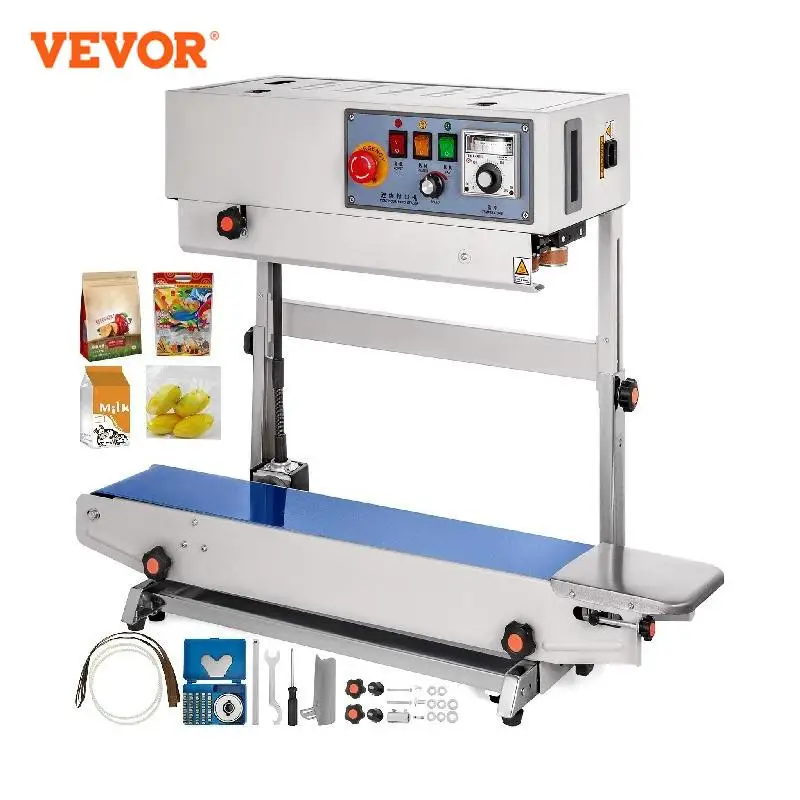 VEVOR FR770 Continuous Vertical Sealing Machine 500W Automatic Sealer PVC Coding Plastic Logo for Production Line PP PE PV OPP