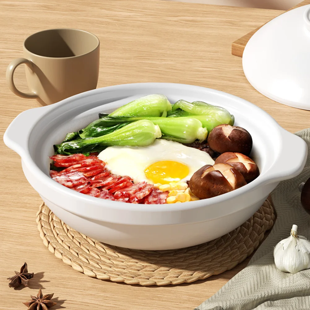 

Устойчивая к высоким температурам керамическая кастрюля с двойной ручкой и антипригарным покрытием, легко чистящаяся керамическая кастрюля для домашнего приготовления супа, тушения