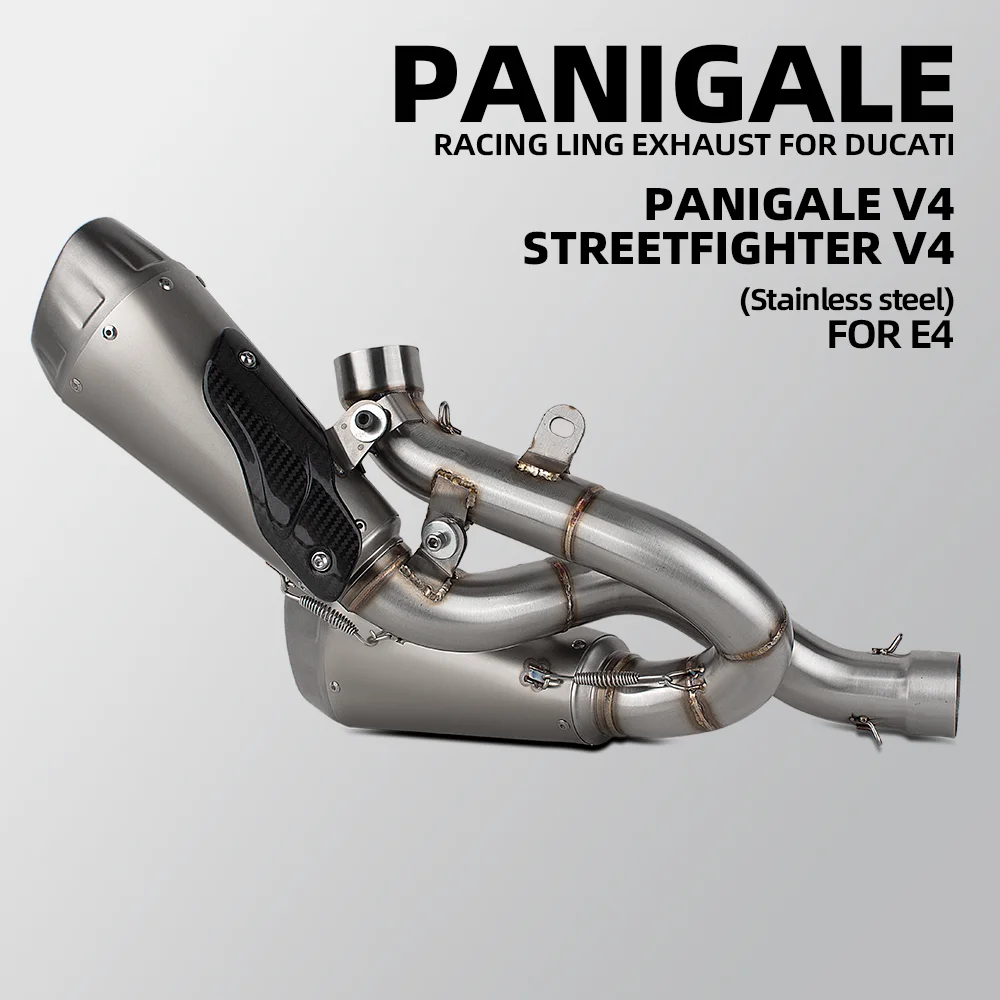 V4 Auspuff-Schalldämpfer für Ducati Panigale/Streetfighter V4/V4R/V4S 2018-2024 Motorrad Slip-On Auspuffanlage Super Motorrad Auspuffrohr