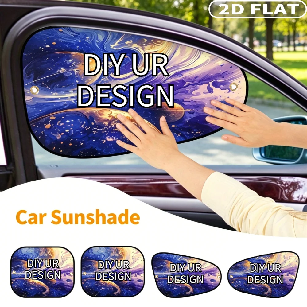 4pcs Custom Car Sunshades, 2 shapes Sun Protection. Foldable for Easy Transport and Storage,  Side Windows with 8 Suction Cups