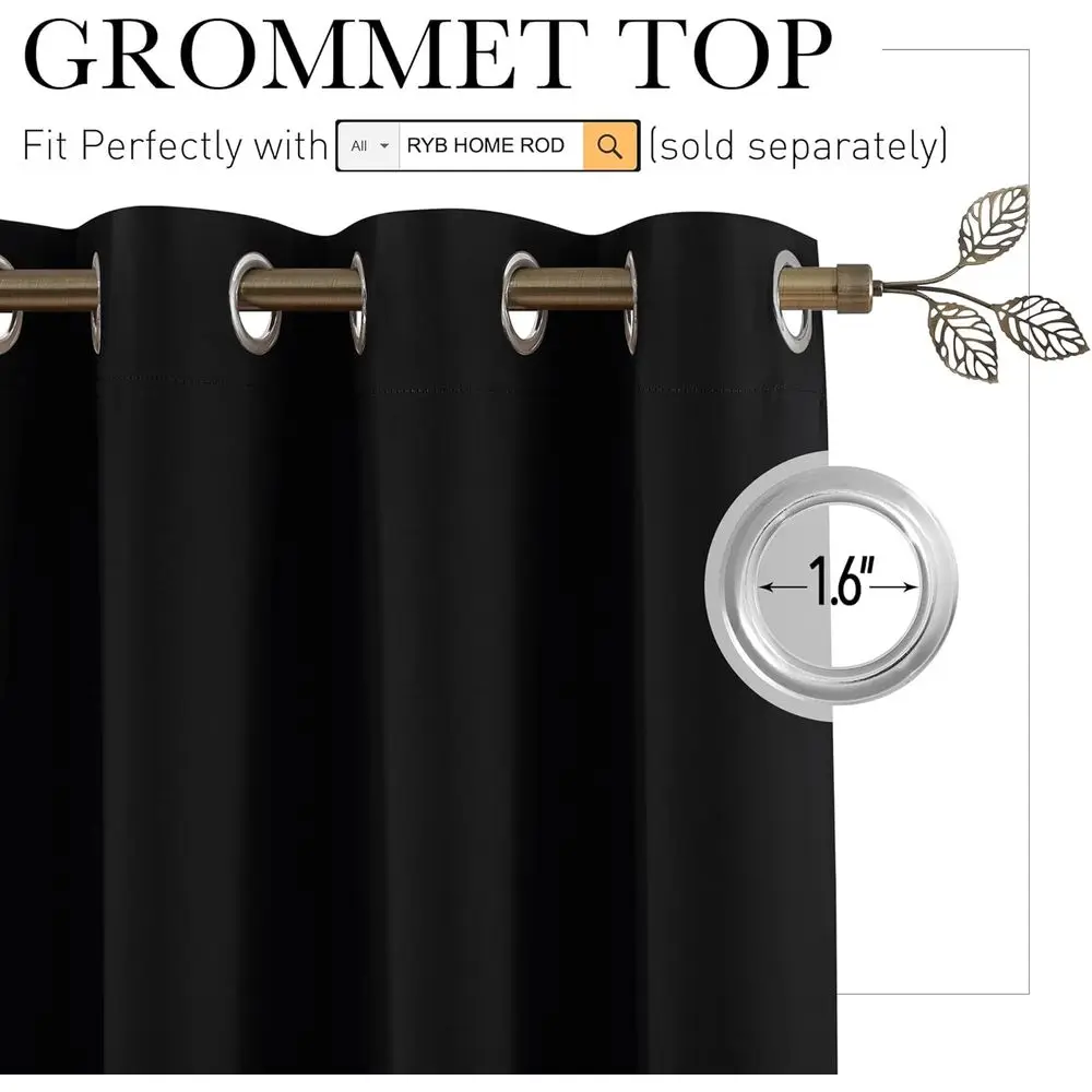 ستائر طويلة جدًا كتلة ضوء ستائر الخصوصية عازلة للصوت للمنزل والمسرح والمكتب وخلفية الطعام وغرفة المعيشة وباب الفناء كبير مع #2