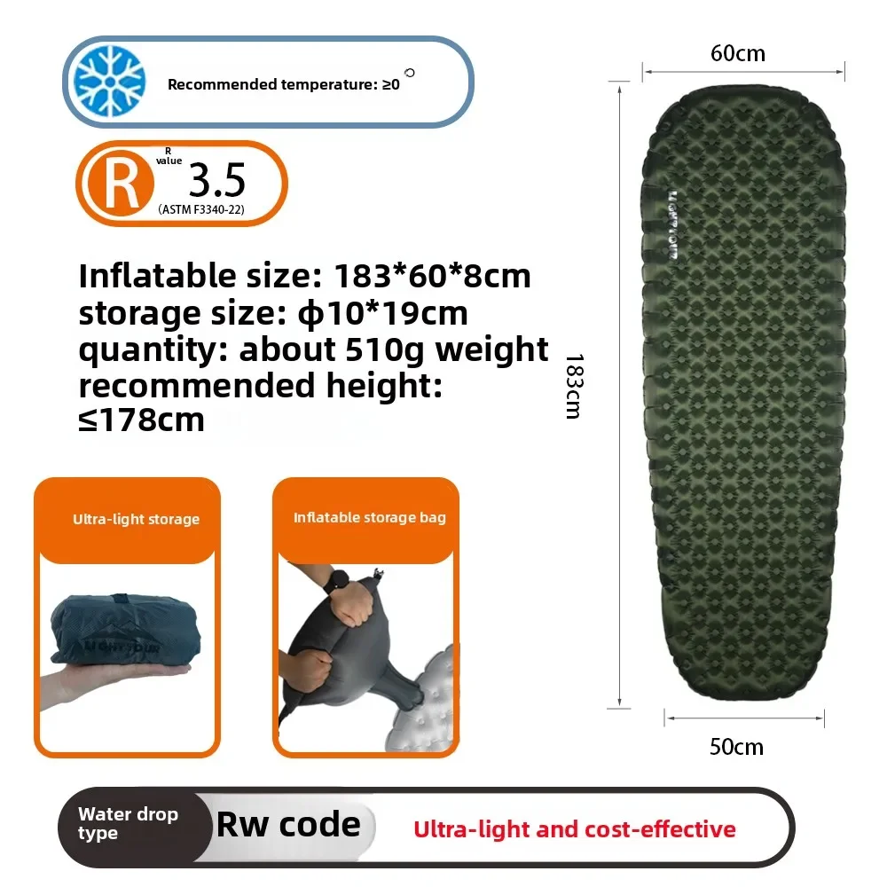 Light Tour R7.5/R3.0 Camping Opblaasbaar Matras Outdoor Draagbare Slaapmatje Ultralight Wandelmat met Opblazen Airbag