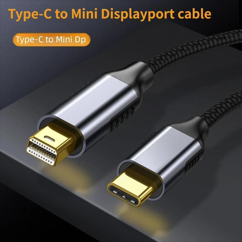 منفذ عرض من النوع C إلى Mini DP كابل Thunderbolt Video Mini DP 4K@60 هرتز متوافق مع جهاز MacBook Pro MacBook Air More USB C