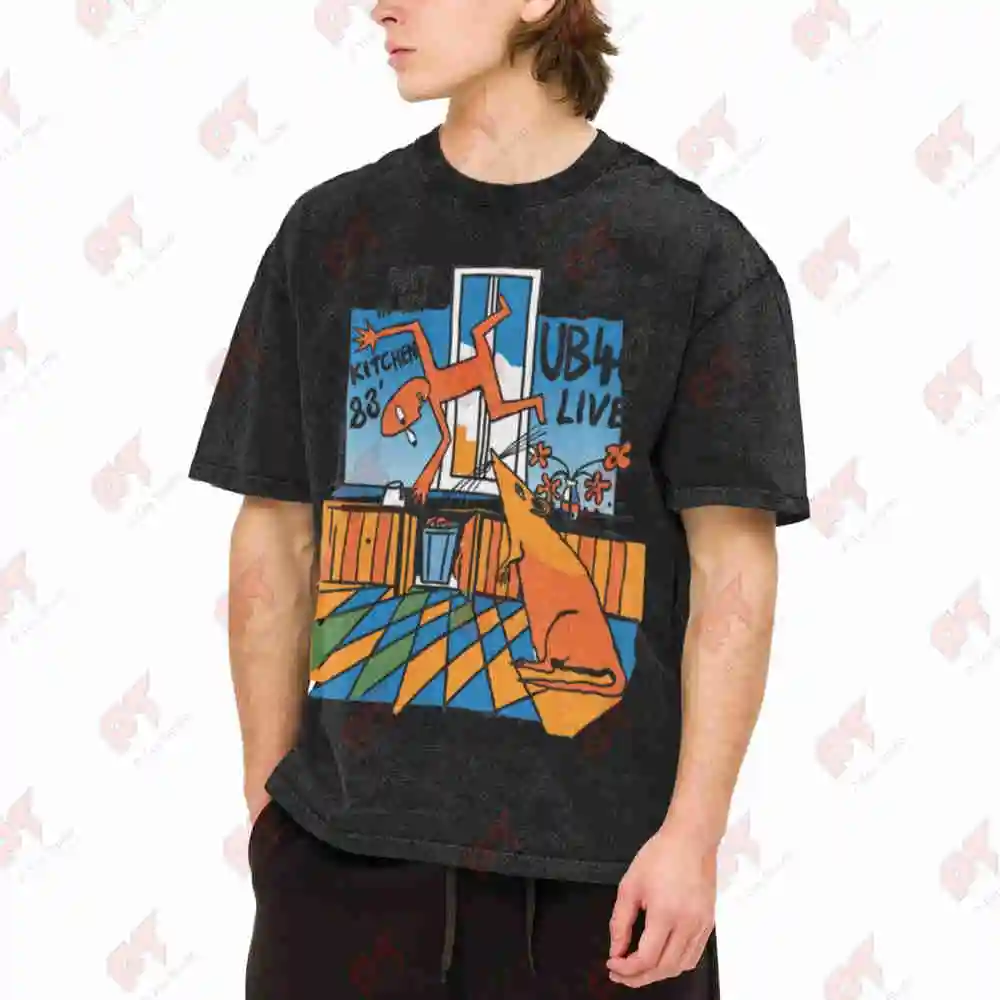 UB40 1988 Rat In My Kitchen Tour Moscow Vintage Washed Tee Pure Cotton T-Shirt
