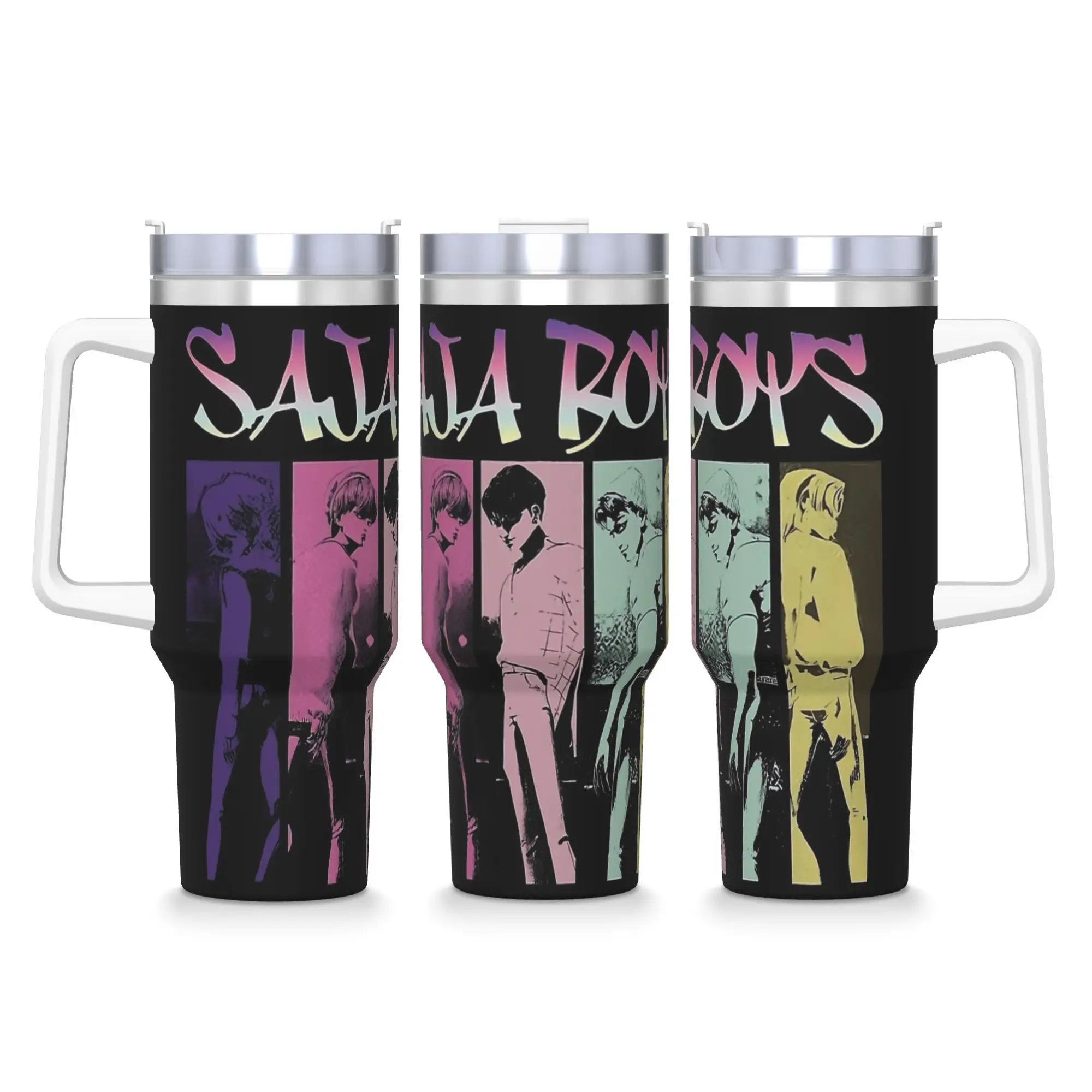 

Saja Boys Kpop Demon Hunters Stainless Steel Tumbler Travel Thermal Mug With Straws and Lid Car Mugs Cold Drink Water Bottle