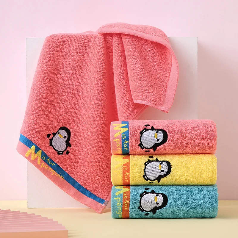 Cute Penguin Baby Towel Children's Bath Towel Soft Absorbent Cotton Kids Wipe Wash Face Washcloth Bathing Handkerchief 50x25cm