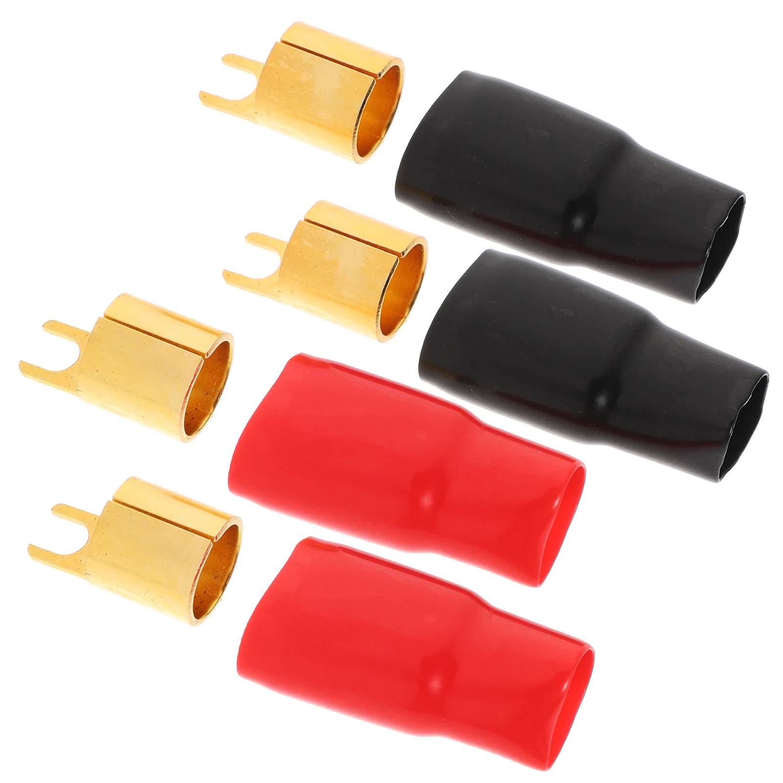 

2pcs 0 Gauge Speaker Wire Connectors Crimp Terminals Red Plated Copper Spade Terminal For Audio Systems Crimp