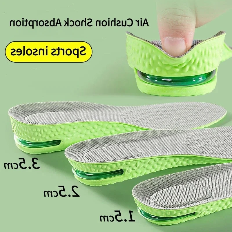 Plantilla para aumentar la altura para hombres, cojín de aire deportivo Unisex, almohadillas para zapatos antiolor que absorben los golpes, 1 par