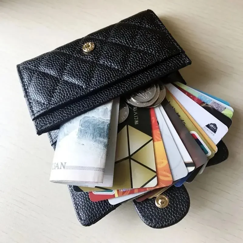 Fashion sheepskin leather business card holder flap credit card coin purse Classic diamond lattice small perfume ladies card bag