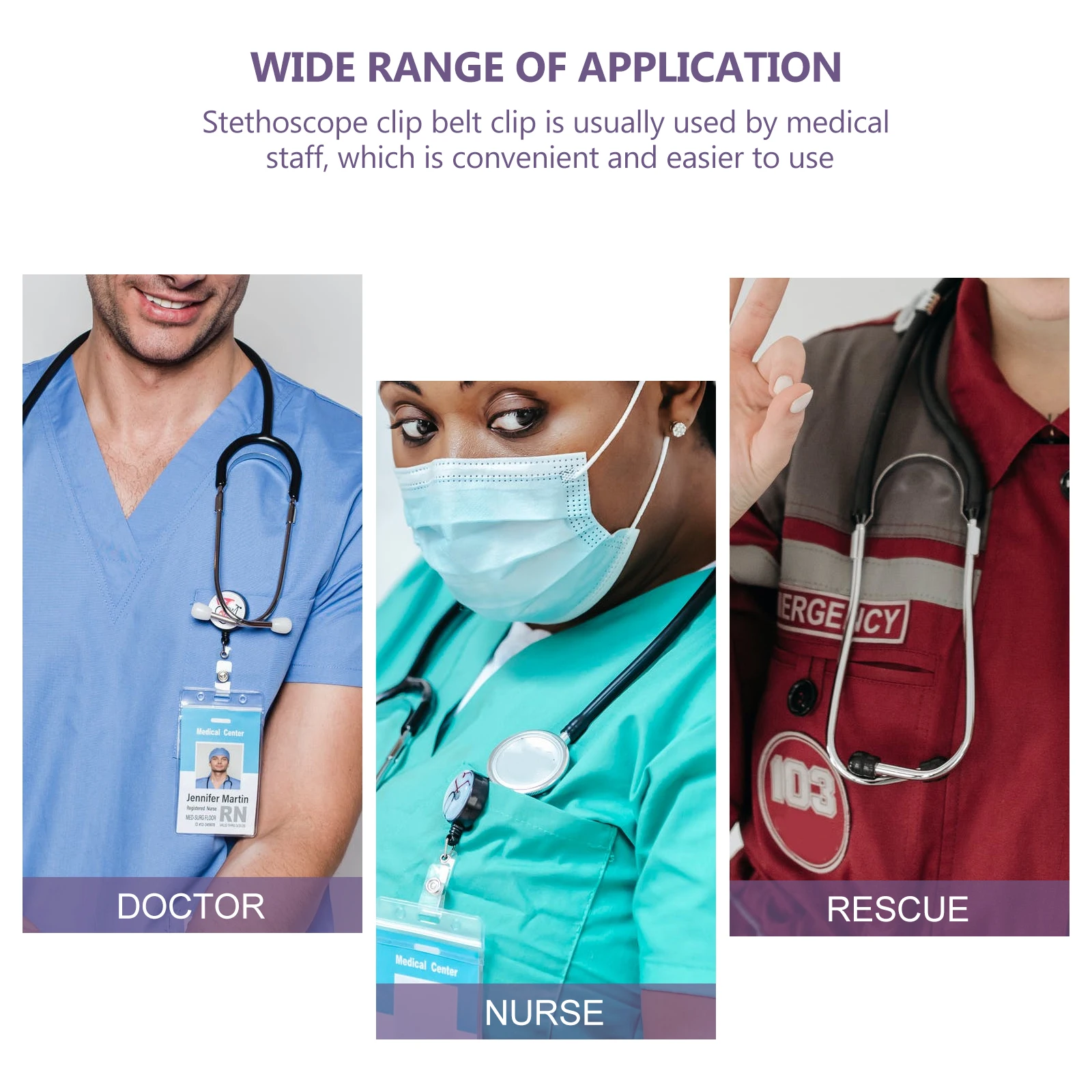 

10 pcs Stethoscope Belt Clips Convenient Medical Holder Accessories Practical Fixing Clamps Comfortable Support For Echo-Meter