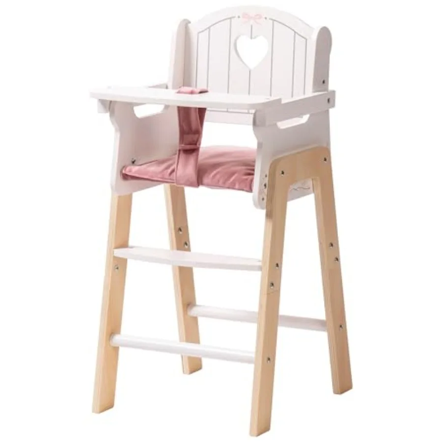 

Wooden Baby Doll High Chair Pink Wooden Baby Doll Chair for 18 Inch Dolls Pretend Play High Chair Baby Doll Accessories Small