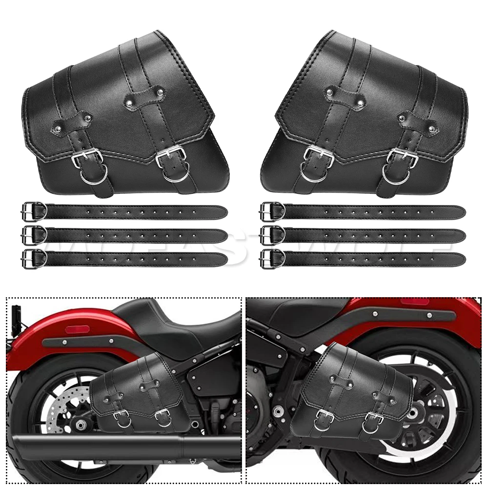 Universal Motorcycle Saddlebag Leather Bag Storage Tool Pouch Left Side Saddle Bag For Harley Kawasaki Honda Suzuki Cafe Racer