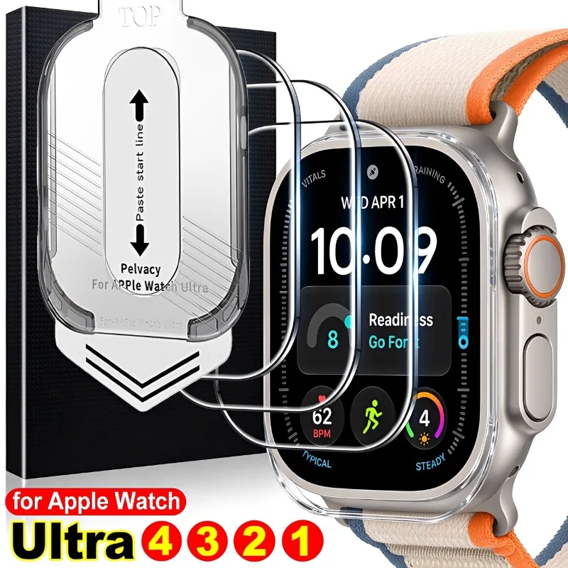 1/2/3Pcs for Apple Watch Ultra 4 49mm Screen Protector Tempered Glass Cover with Install Frame for iWatch Ultra 4 3 2 1 49MM