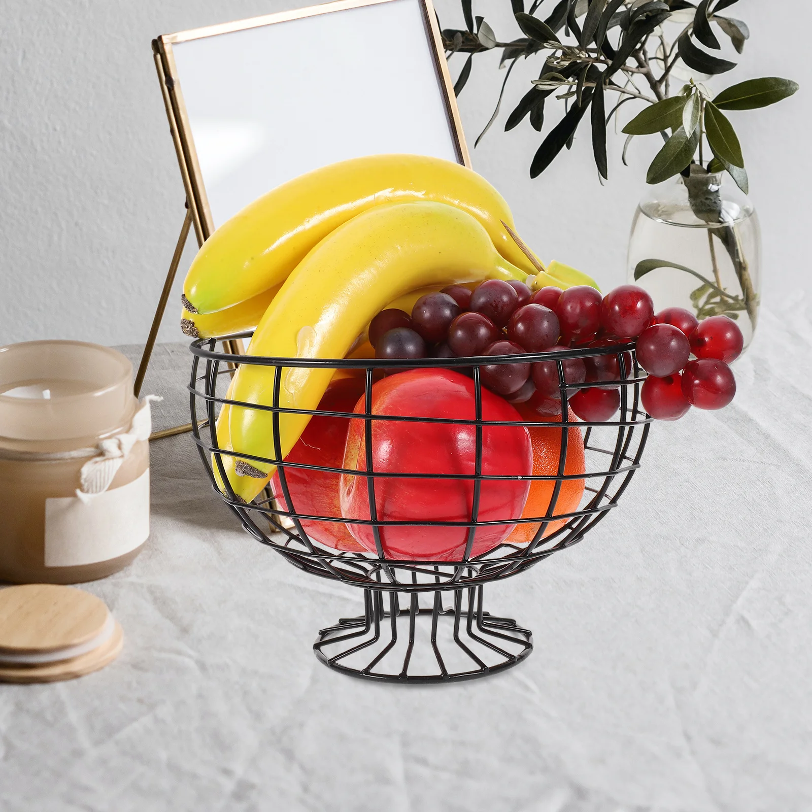 

Steel Wire Fruit Basket Metal Storage Bowl with Air Circulation Design for Fresh Produce Nordic Style Kitchen Decorative