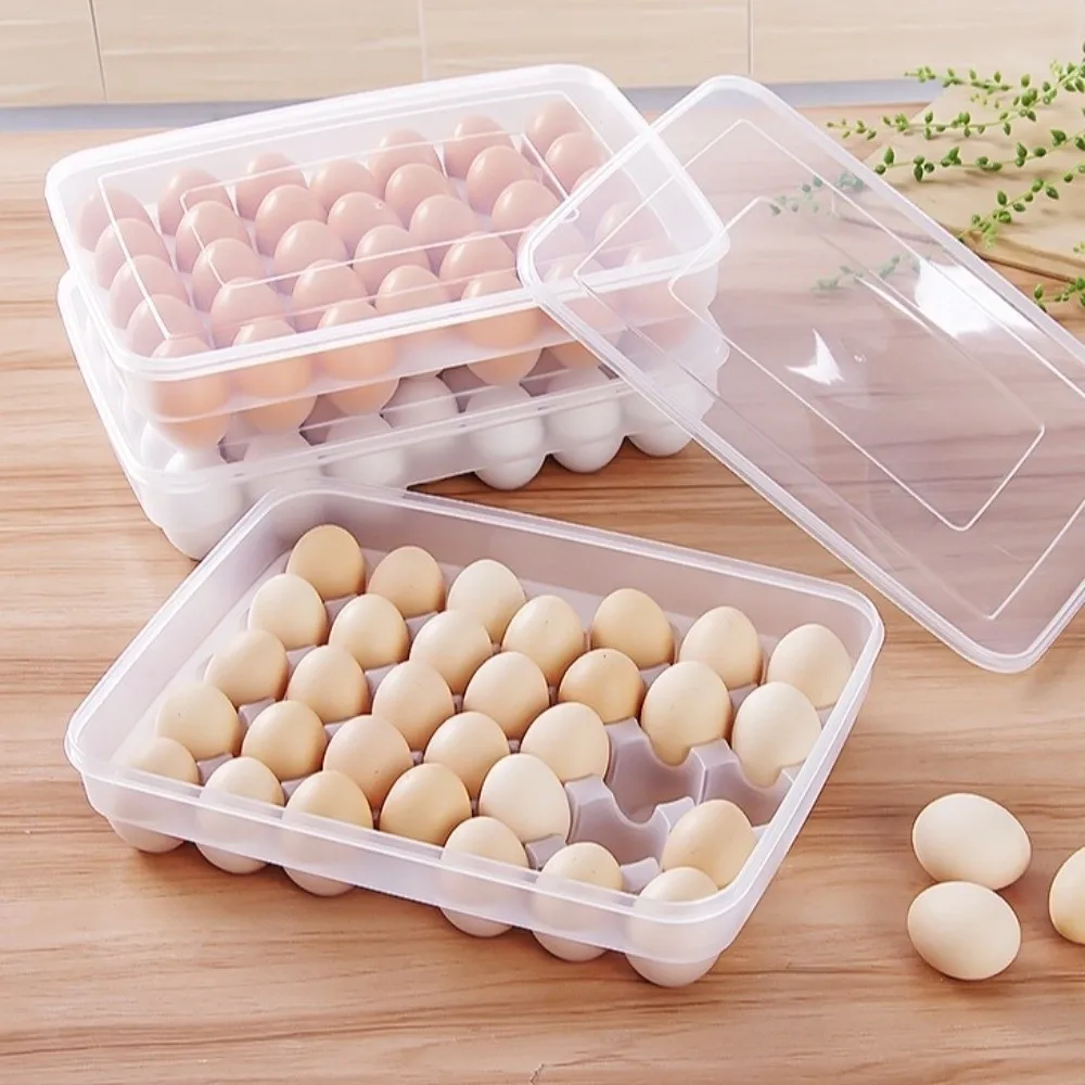 24 شبكة/34 شبكة البيض صينية تخزين حاوية علب غطاء الفضاء التوقف الثلاجة حامل البيض البلاستيكي تكويم الغذاء المنظم